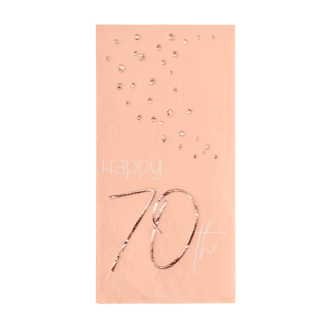 Servetten Elegant Lush Blush 70 Jaar 33x33cm - 10 stuks