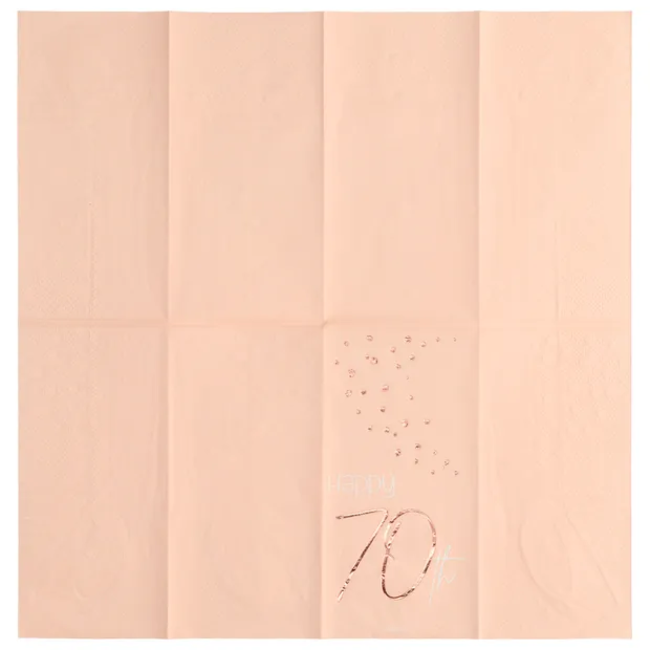 Servetten Elegant Lush Blush 70 Jaar 33x33cm - 10 stuks