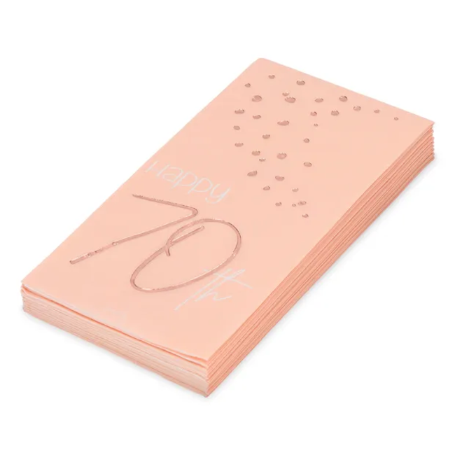 Servetten Elegant Lush Blush 70 Jaar 33x33cm - 10 stuks
