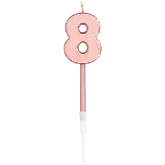 Folat Kaars Cijfer 8 Roségoud Metallic