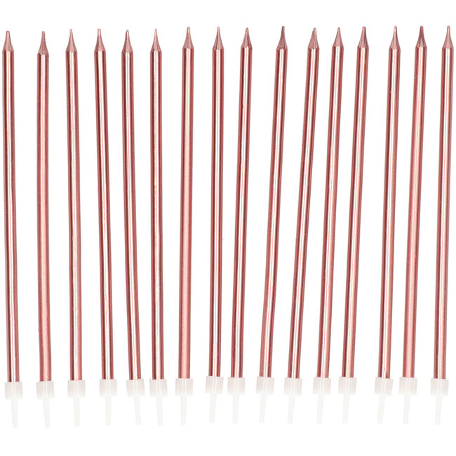 Kaarsenset Roségoud Metallic 15cm - 16 stuks