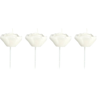 Folat Witte Rozen Kaarsjes - 4 stuks