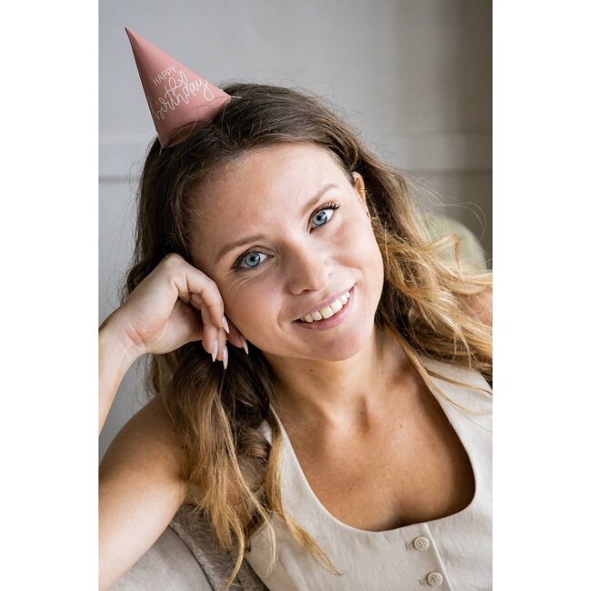 Mini Feesthoedjes - Crème Rose - 10 cm - 6 stuks