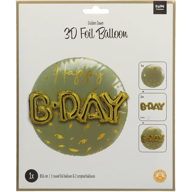 Folieballon 3D Golden Dawn - 56 cm