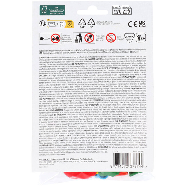 Latexballonnen - Vorm - Stripetastic - Assorti - 50 stuks