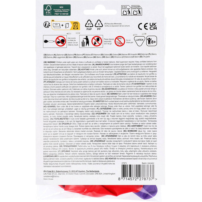 Latexballonnen - Vorm - Stripetastic - Assorti - 25 stuks