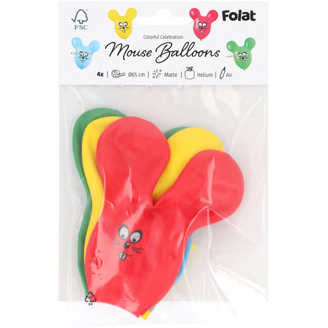 Muis ballonnen - Stripetastic- Assorti - 65 cm - 4 stuks