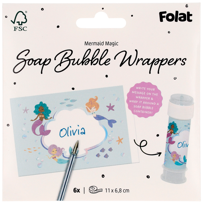 Bellenblaas Stickers - Mermaid Magic - 6 stuks