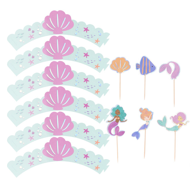 Cupcake Decoratie Set - Mermaid Magic - 6 sets