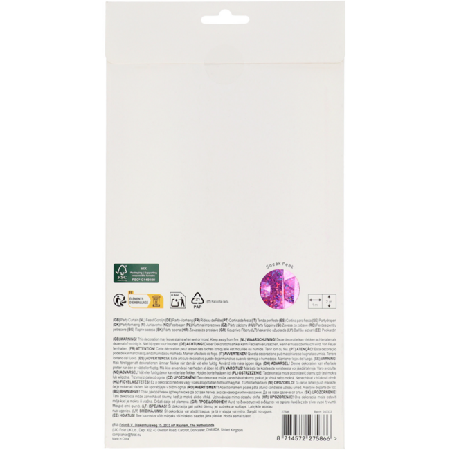 Feestgordijn - Sparkling Pink - 1 x 2 m