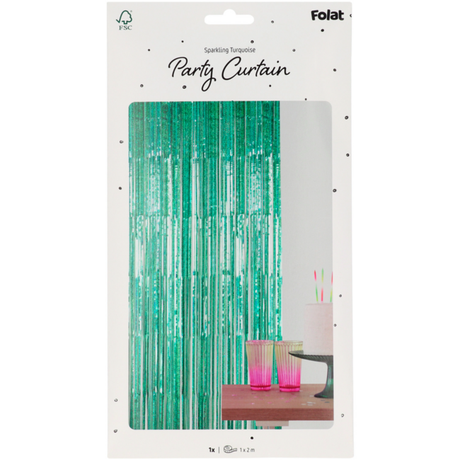 Feestgordijn - Sparkling Turquoise - 1 x 2 m