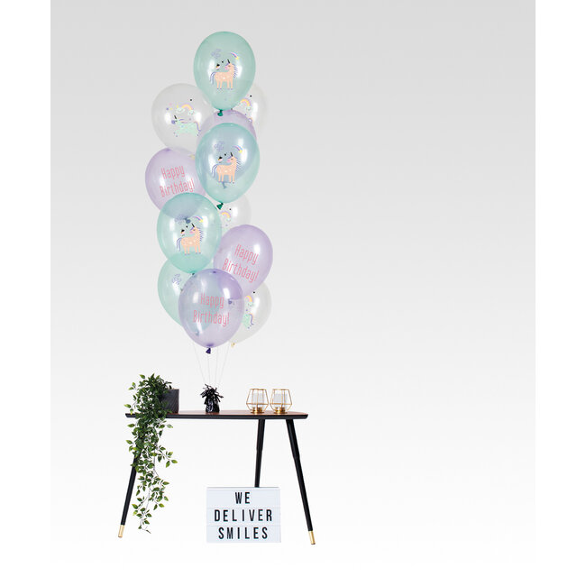 Ballonnen Unicorns & Rainbows 33cm - 12 stuks