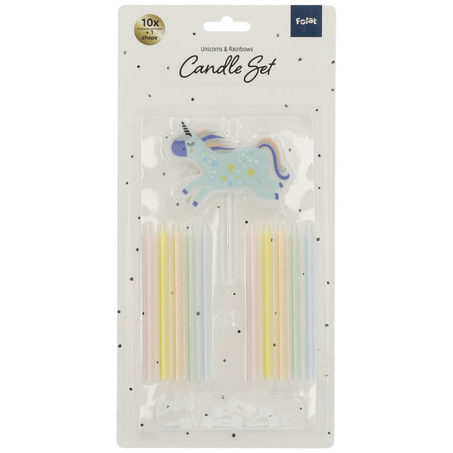 Kaarsen Unicorns & Rainbows 10cm - 11 stuks