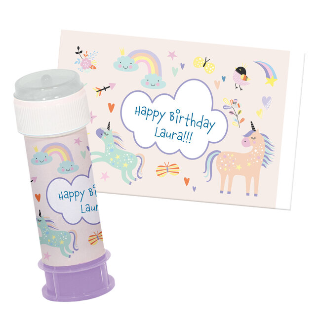 Bellenblaas Sticker Unicorns & Rainbows - 6 stuks