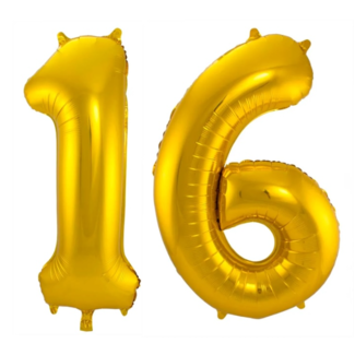 Festigo Ballon Cijfer 16 - Goud - 86 cm