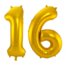 Folieballon Cijfer 16 - Goud - 86 cm