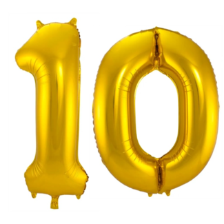 Festigo Ballon Cijfer 10 - Goud - 86 cm