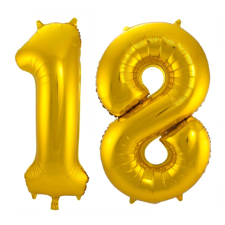 Festigo Ballon Cijfer 18 - Goud - 86 cm