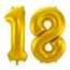 Folieballon Cijfer 18 - Goud - 86 cm