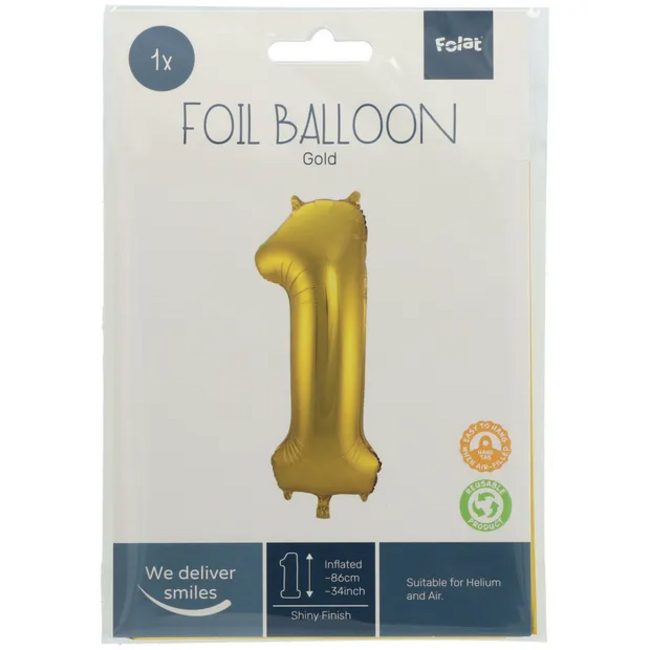 Folieballon Cijfer 30 - Goud - 86 cm