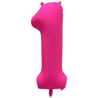 Festigo Folieballon 1 jaar - Neon Roze - 86 cm