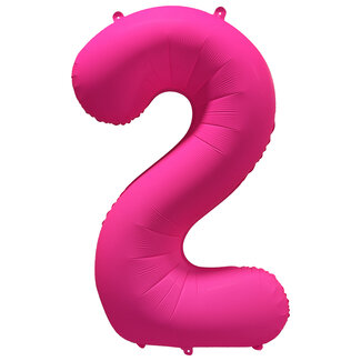 Riethmüller Folieballon cijfer 2 - Neon Roze - 86 cm