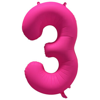 Riethmüller Folieballon cijfer 3 - Neon Roze - 86 cm