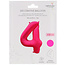 Folieballon cijfer 4 - Neon Roze - 86 cm