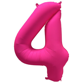 Festigo Folieballon 4 jaar - Neon Roze - 86 cm