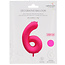 Folieballon cijfer 6 - Neon Roze - 86 cm