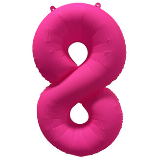 Festigo Folieballon 8 jaar - Neon Roze - 86 cm