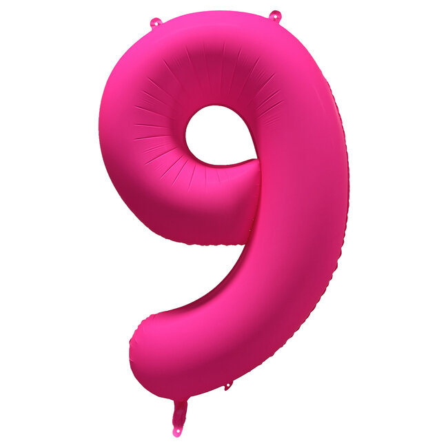 Folieballon 9 jaar - Neon Roze - 86 cm