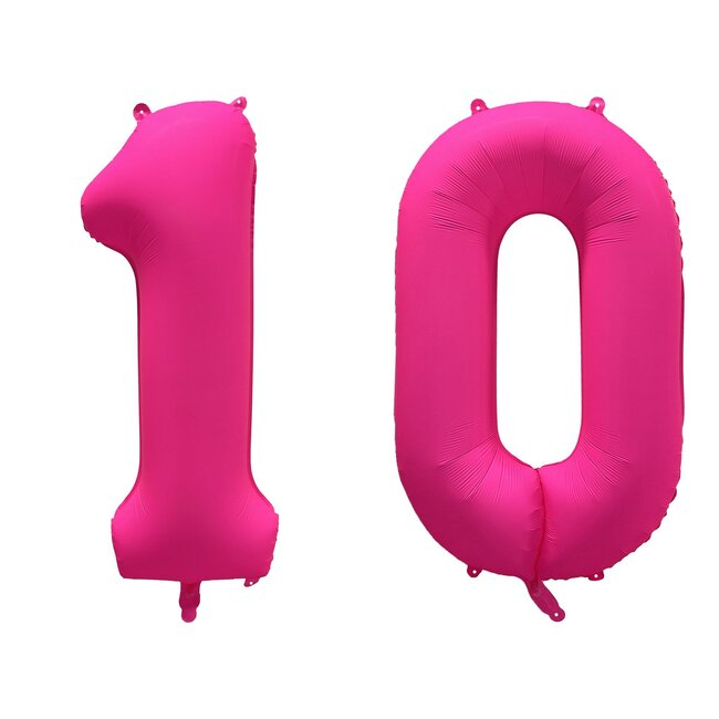 Folieballon 10 jaar - Neon Roze - 86 cm