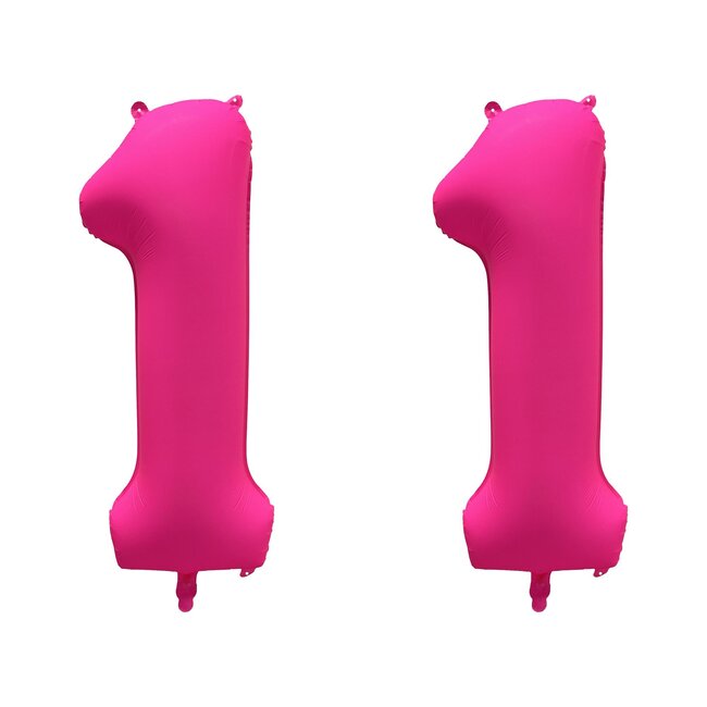 Folieballon 11 jaar - Neon Roze - 86 cm