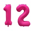 Folieballon 12 jaar - Neon Roze - 86 cm