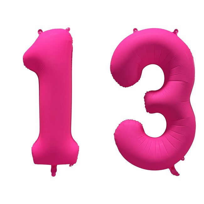 Folieballon 13 jaar - Neon Roze - 86 cm