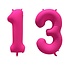 Folieballon 13 jaar - Neon Roze - 86 cm