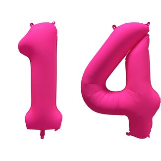 Festigo Folieballon 14 jaar - Neon Roze - 86 cm