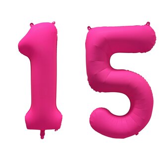 Festigo Folieballon 15 jaar - Neon Roze - 86 cm