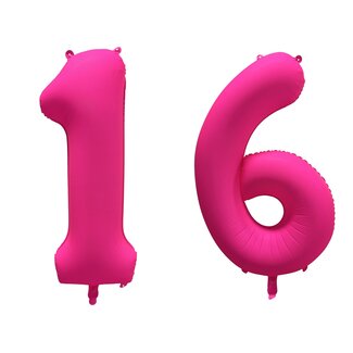 Festigo Folieballon 16 jaar - Neon Roze - 86 cm