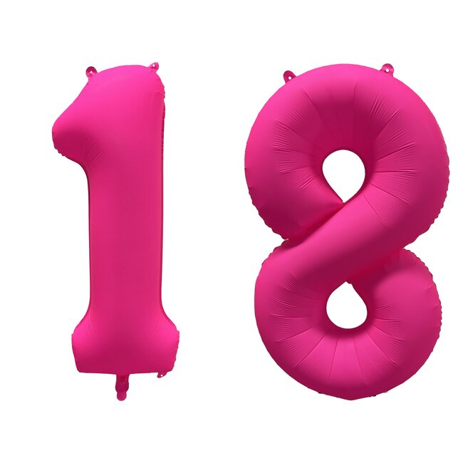 Folieballon 18 jaar - Neon Roze - 86 cm