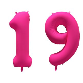 Festigo Folieballon 19 jaar - Neon Roze - 86 cm