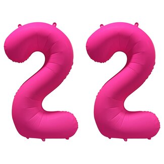 Festigo Folieballon 22 jaar - Neon Roze - 86 cm