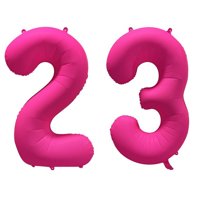 Folieballon 23 jaar - Neon Roze - 86 cm