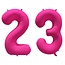 Folieballon 23 jaar - Neon Roze - 86 cm