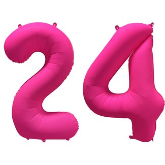 Festigo Folieballon 24 jaar - Neon Roze - 86 cm
