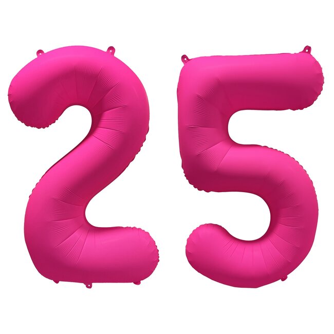 Folieballon 25 jaar - Neon Roze - 86 cm