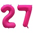 Folieballon 27 jaar - Neon Roze - 86 cm