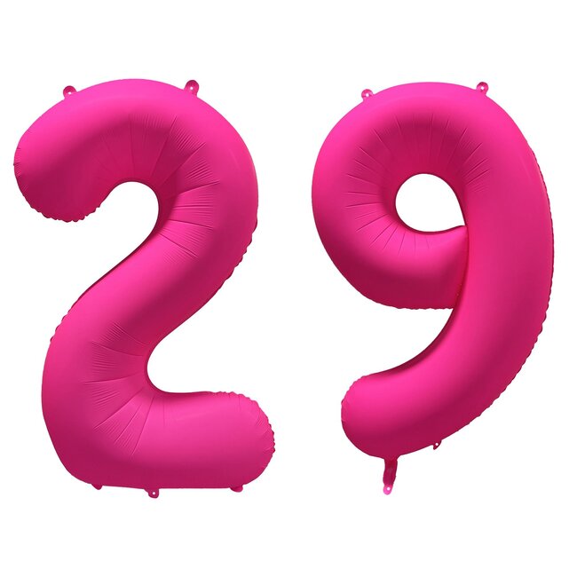 Folieballon 29 jaar - Neon Roze - 86 cm
