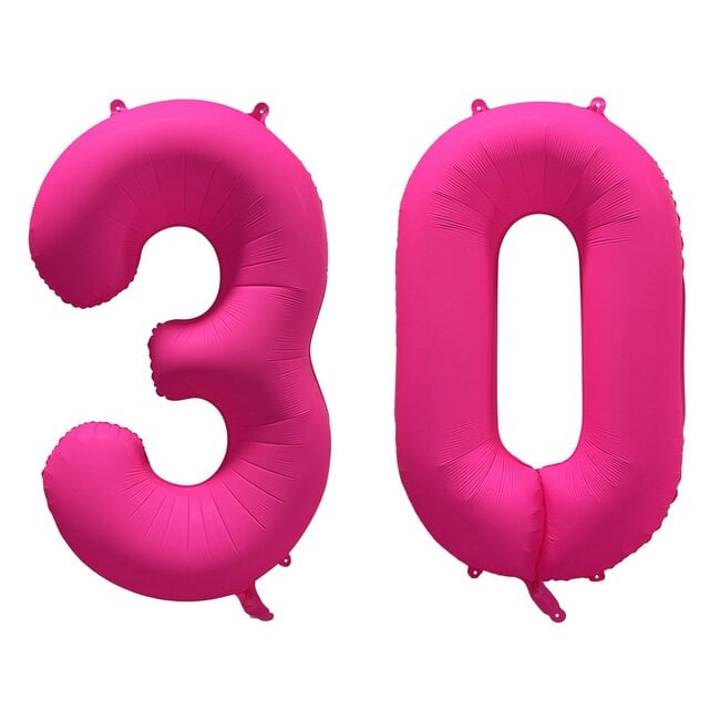 Folieballon 30 jaar - Neon Roze - 86 cm